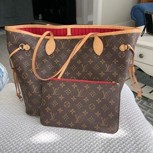 Authentic Neverfull Monogram Mm bag with pouch